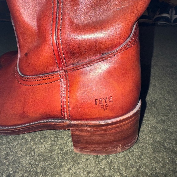 Frye Women's Red Leather Heeled Boots - Picture 3 of 6
